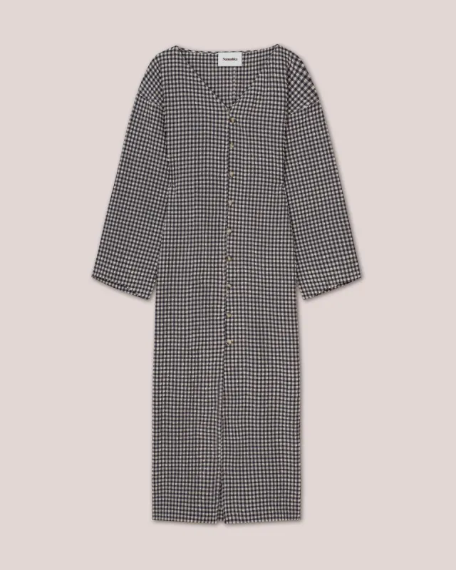 Verda - Sale Seersucker Maxi Dress - Navy Creme Check sold by Nanushka