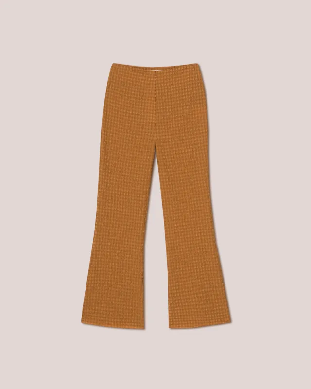 Tesa - Sale Slim Leg Seersucker Check Trouser - Camel sold by Nanushka