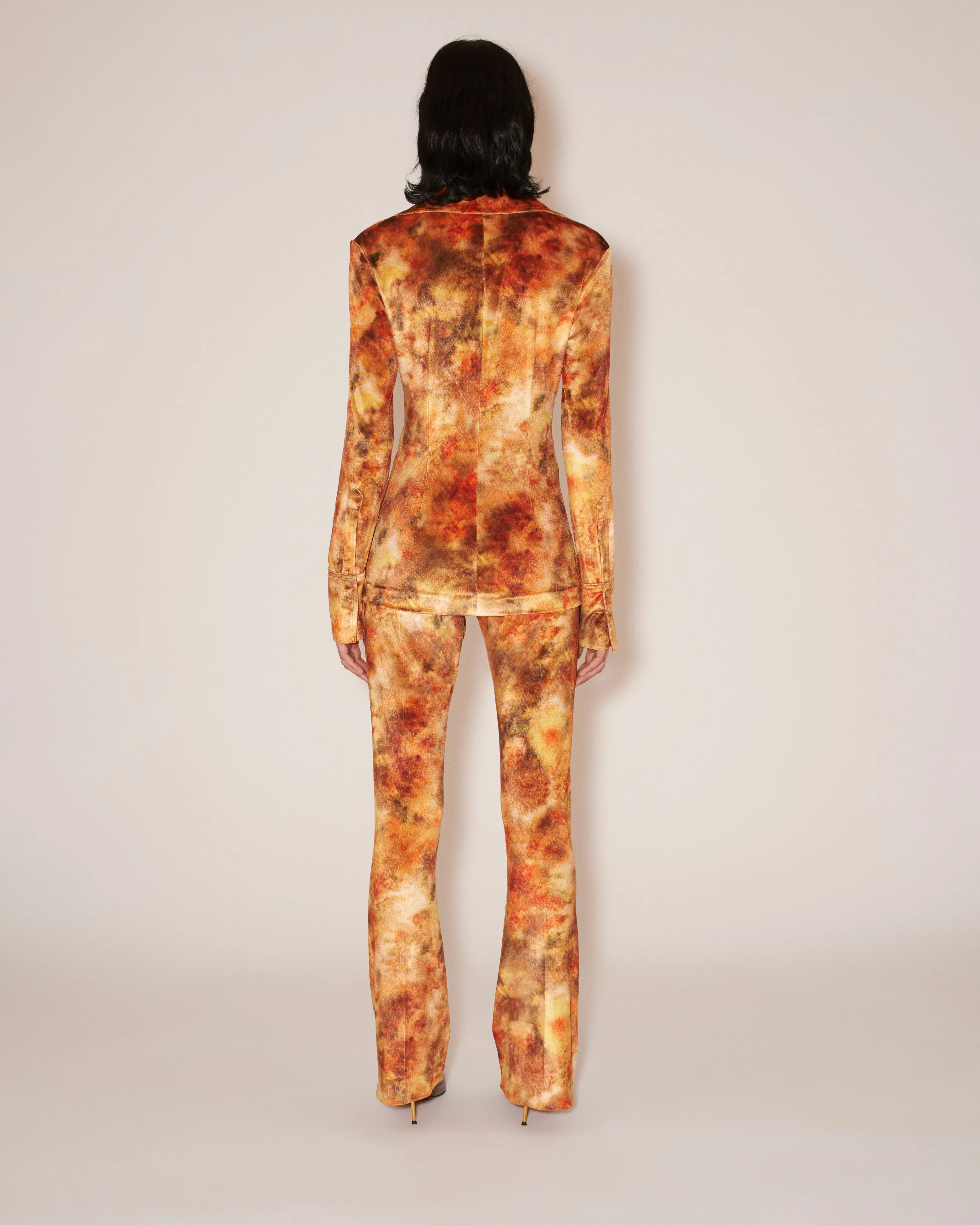 Milena - Sale Printed Stretch-Velvet Pants - Hazy Floral Orange sold by Nanushka product image thumbnail 4