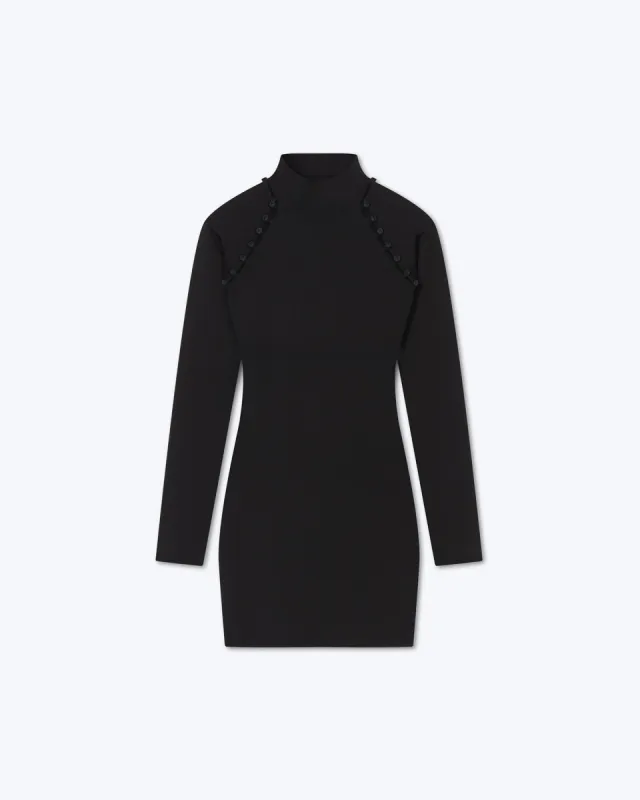 Ilona - Sale Compact Viscose Shoulder-Detail Dress - Matte Black sold by Nanushka