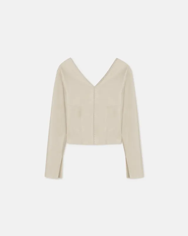 Jema - Sale Okobor™ Alt-Leather Deep V Top - Creme sold by Nanushka