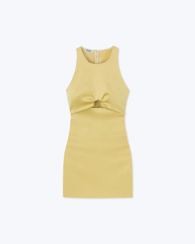 Elmi - Sale Cut-Out Slip Satin Mini Dress - Yellow sold by Nanushka