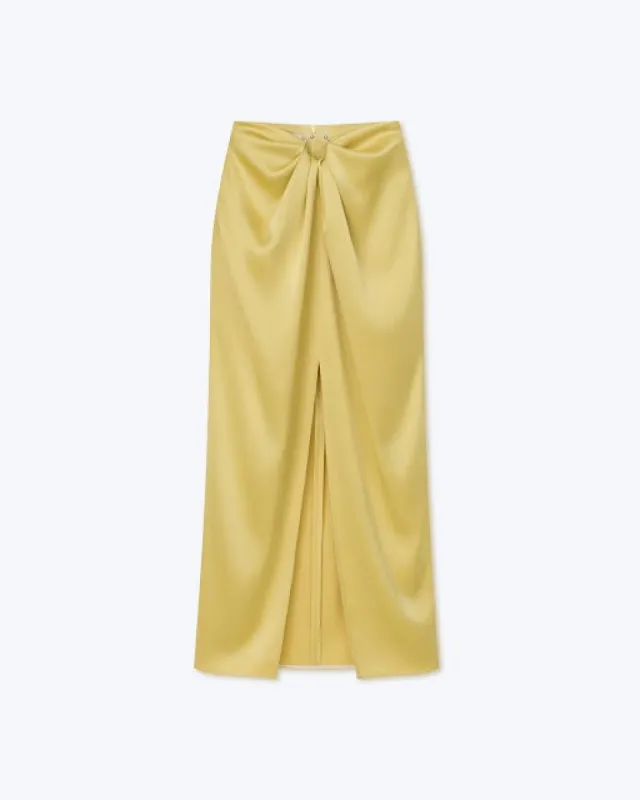 Emiko - Sale Slip Satin Sarong-Style Midi Skirt - Yellow sold by Nanushka