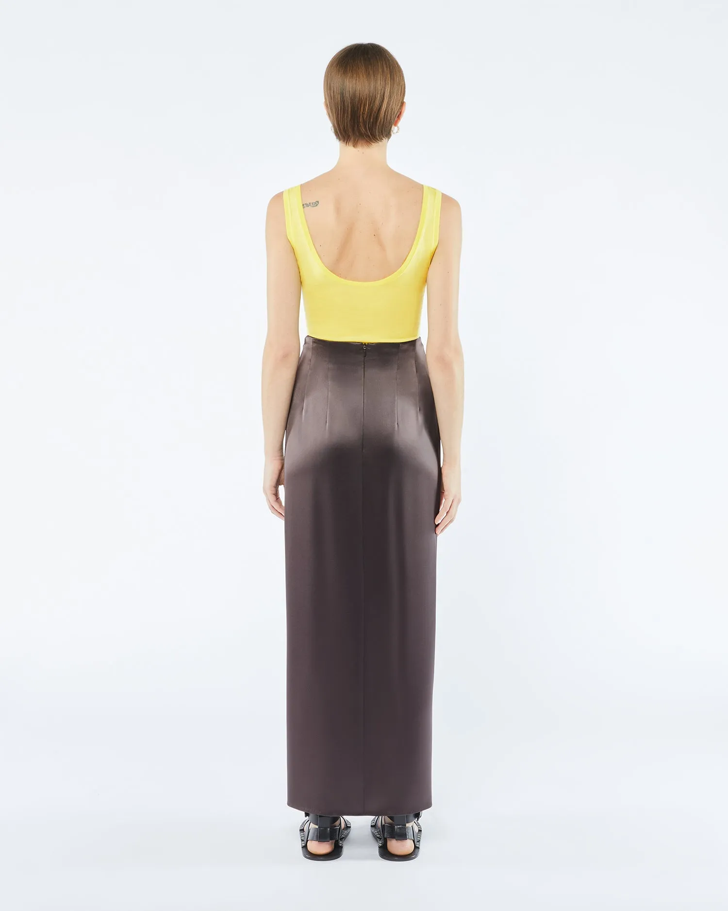 Emiko - Sale Slip Satin Sarong-Style Midi Skirt - Yellow sold by Nanushka product image thumbnail 4