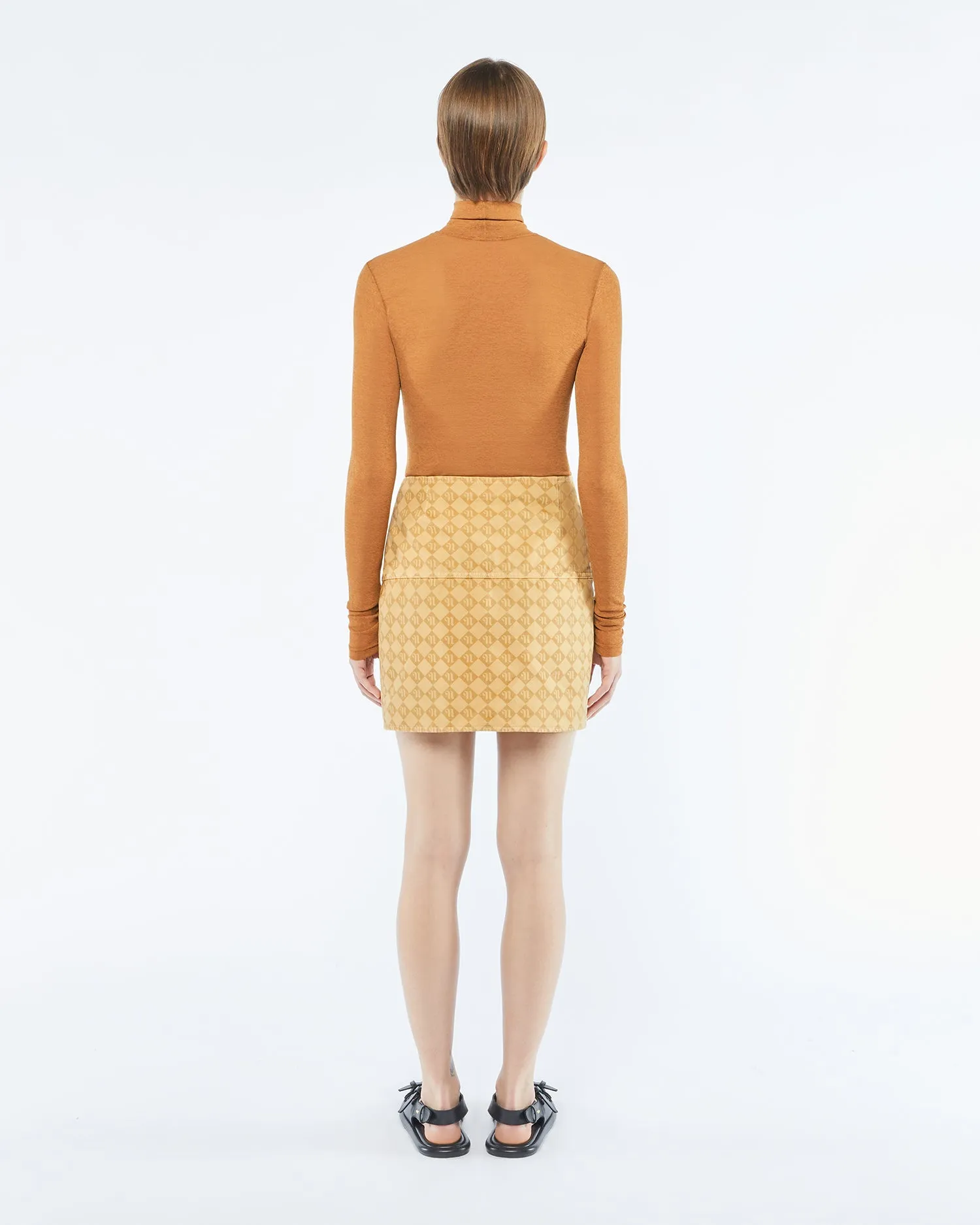 Sila - Sale Mesh-Jersey Turtleneck Top - Caramel sold by Nanushka product image thumbnail 3
