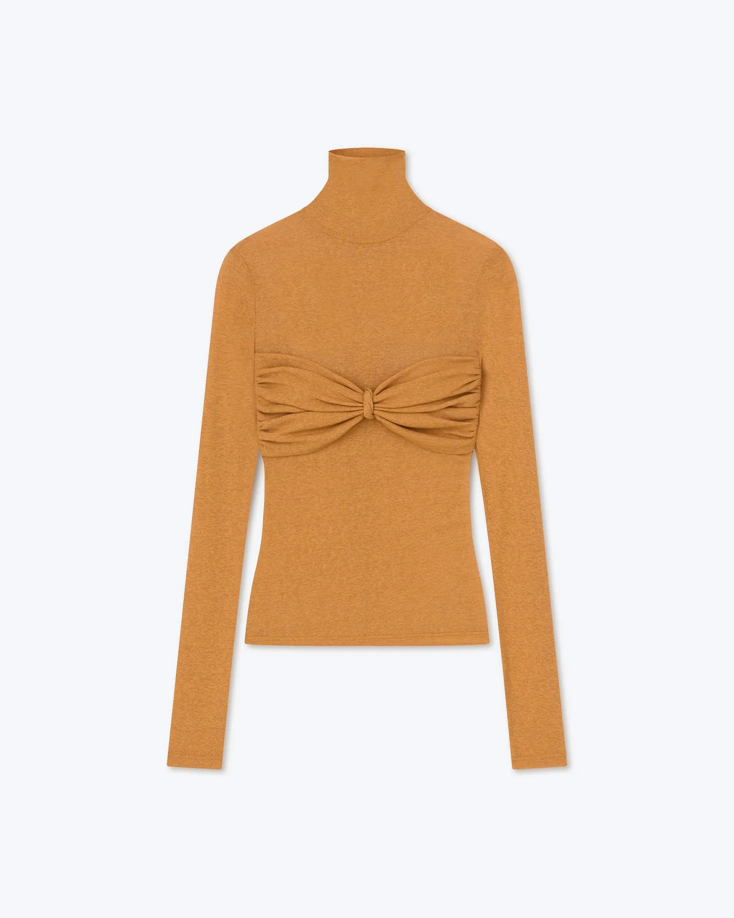 Sila - Sale Mesh-Jersey Turtleneck Top - Caramel sold by Nanushka