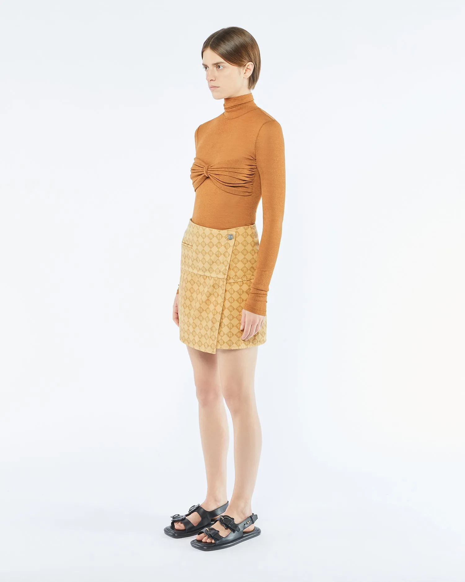 Sila - Sale Mesh-Jersey Turtleneck Top - Caramel sold by Nanushka product image thumbnail 4