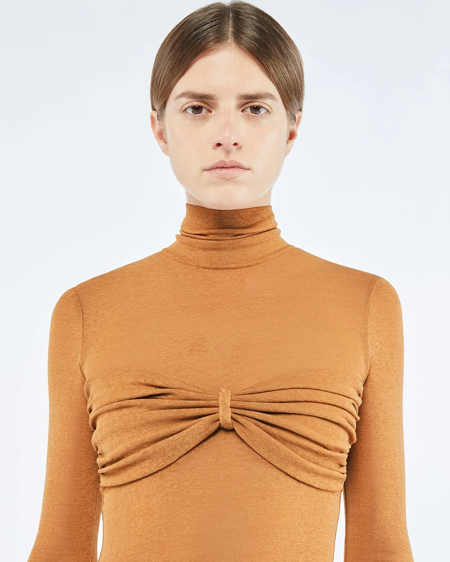 Sila - Sale Mesh-Jersey Turtleneck Top - Caramel sold by Nanushka product image thumbnail 5