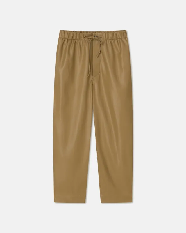 Jain - Okobor™ Alt-Leather Relaxed Pants - Muted Khaki Okobor sold by Nanushka