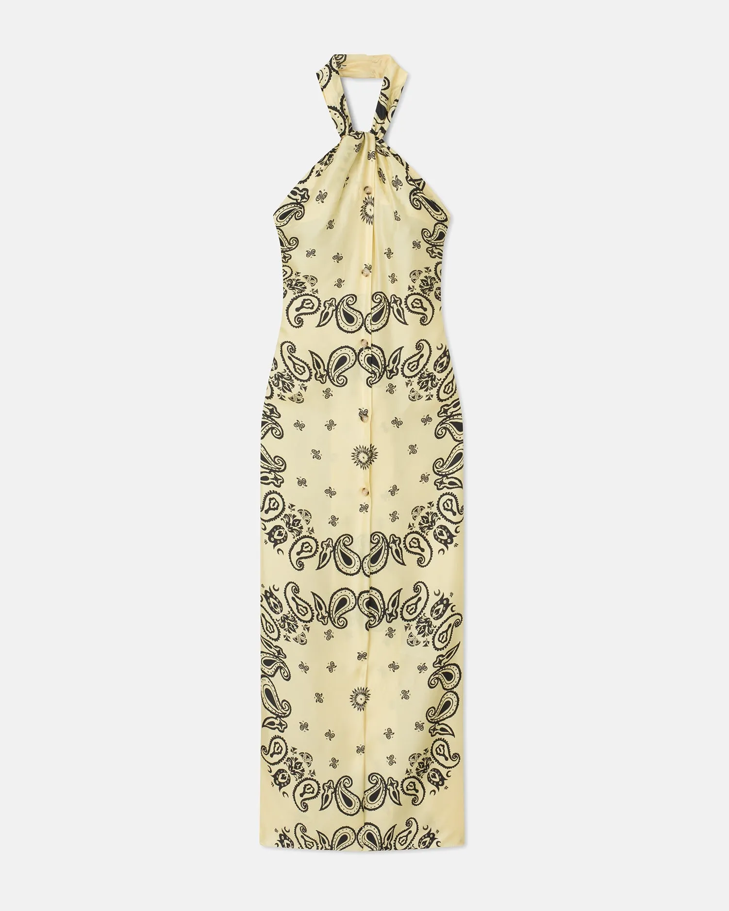 Elima - Sale Silk-Twill Halterneck Dress - Bandana Large Scale sold by Nanushka