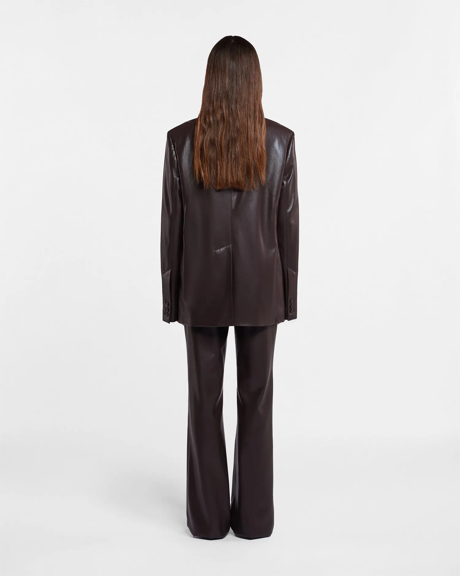 Hadasa - SaleOkobor™ Alt-Leather Blazer - Coffee Ground sold by Nanushka product image thumbnail 4