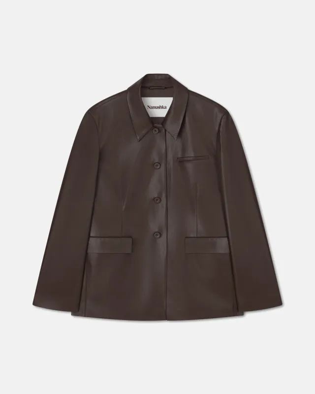 Hadasa - SaleOkobor™ Alt-Leather Blazer - Coffee Ground sold by Nanushka