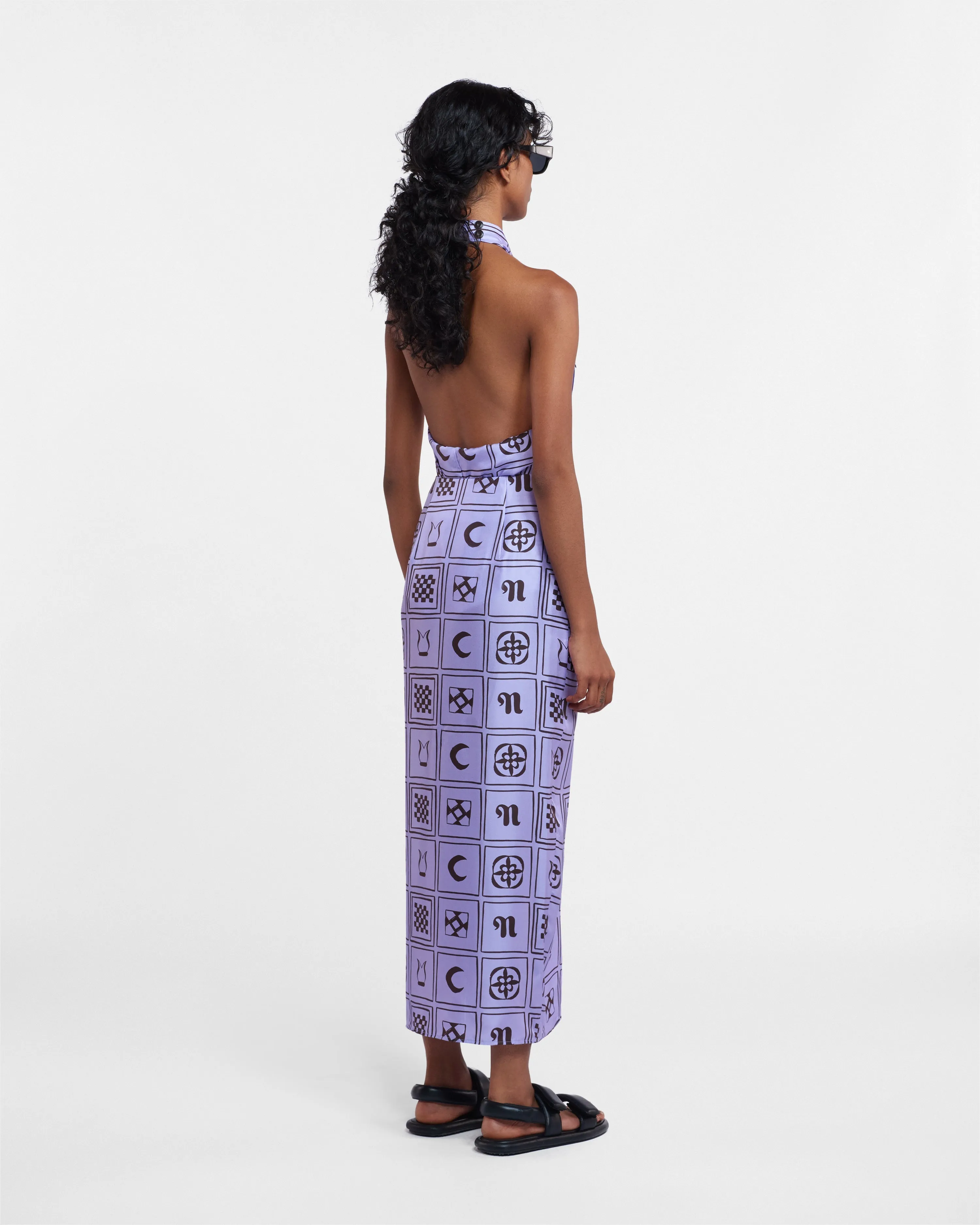 Nicolet - Sale Printed Silk-Twill Sarong-Style Midi Skirt - Kopjafa Lilac sold by Nanushka product image thumbnail 4