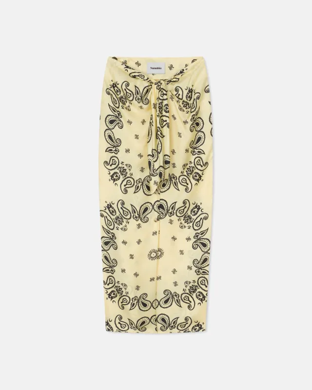 Nicolet - Sale Printed Silk-Twill Sarong-Style Midi Skirt - Bandana Large Scale sold by Nanushka