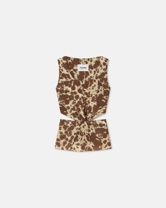 Roanne - Sale Cut-Out Slip Satin Top - Tie Dye sold by Nanushka