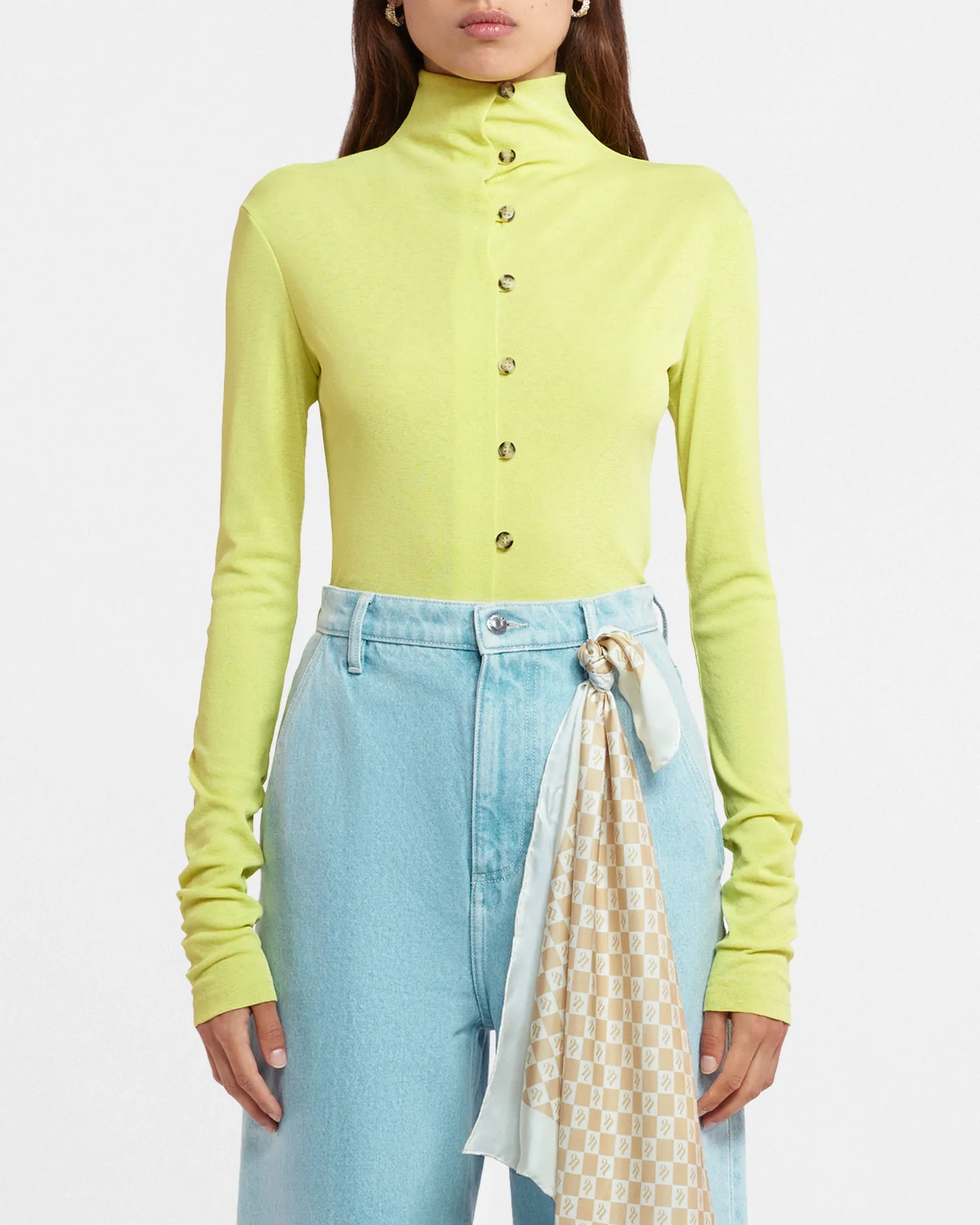 Teddie - Sale Mesh-Jersey Top - Lime Superfine Merino sold by Nanushka product image thumbnail 2