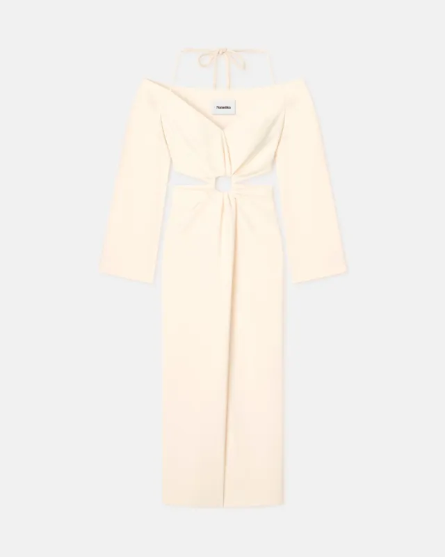 Kacela - Sale BouclÃ©-Crepe Midi Dress - Vanilla sold by Nanushka
