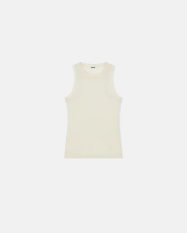 Anneke - Mesh-Jersey Tank Top - White Wax sold by Nanushka