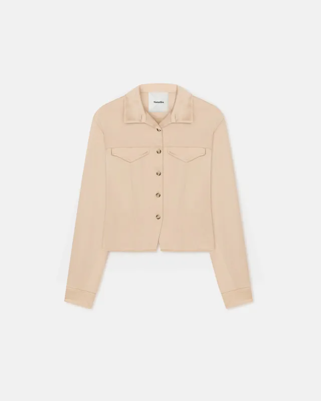 Gitta - Slip Satin Shirt - Pearl sold by Nanushka