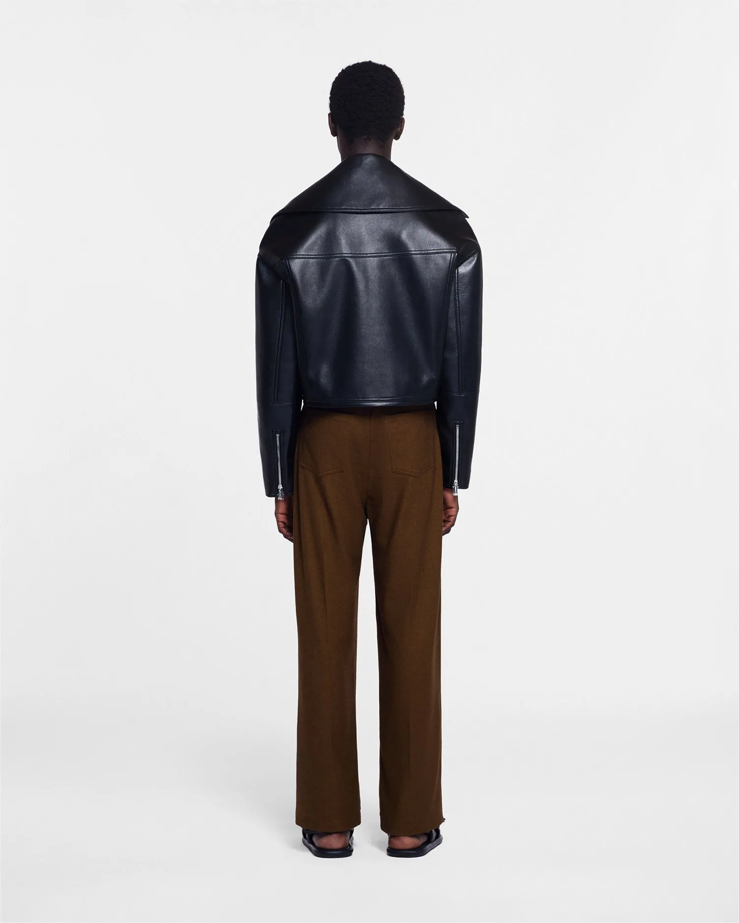 Elston - Sale Barrel-Leg Wool Pants - Umber sold by Nanushka product image thumbnail 4