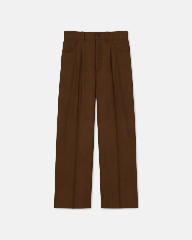 Elston - Sale Barrel-Leg Wool Pants - Umber sold by Nanushka