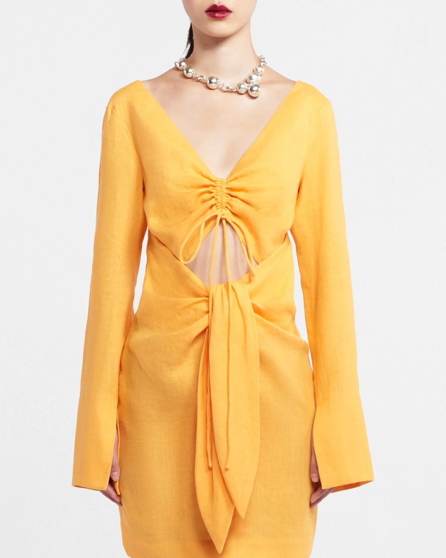 Gilia - Sale Ruched-Front Dress - Orange Pf23 sold by Nanushka product image thumbnail 3