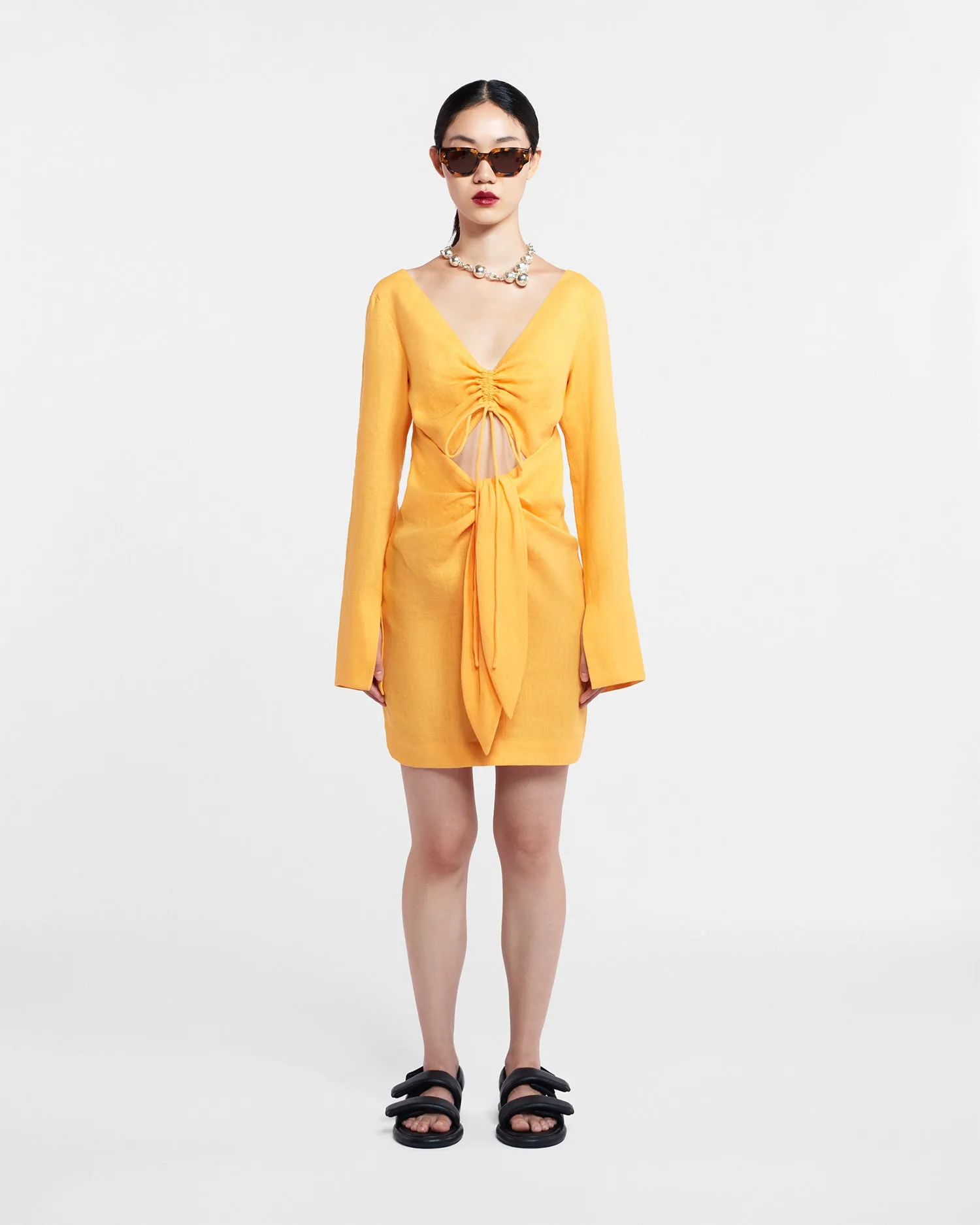 Gilia - Sale Ruched-Front Dress - Orange Pf23 sold by Nanushka product image thumbnail 2