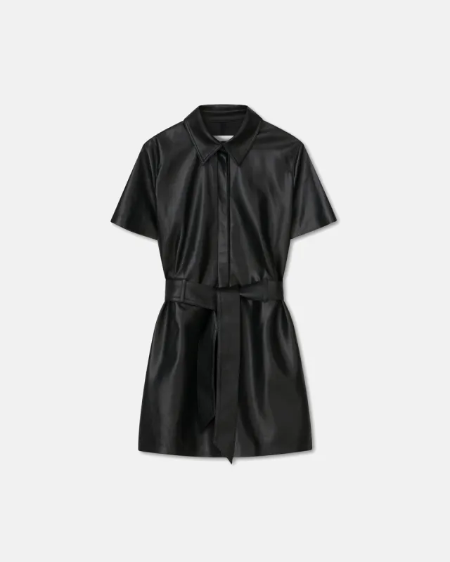 Halli - Sale Okobor™ Alt-Leather Shirt Dress - Black sold by Nanushka