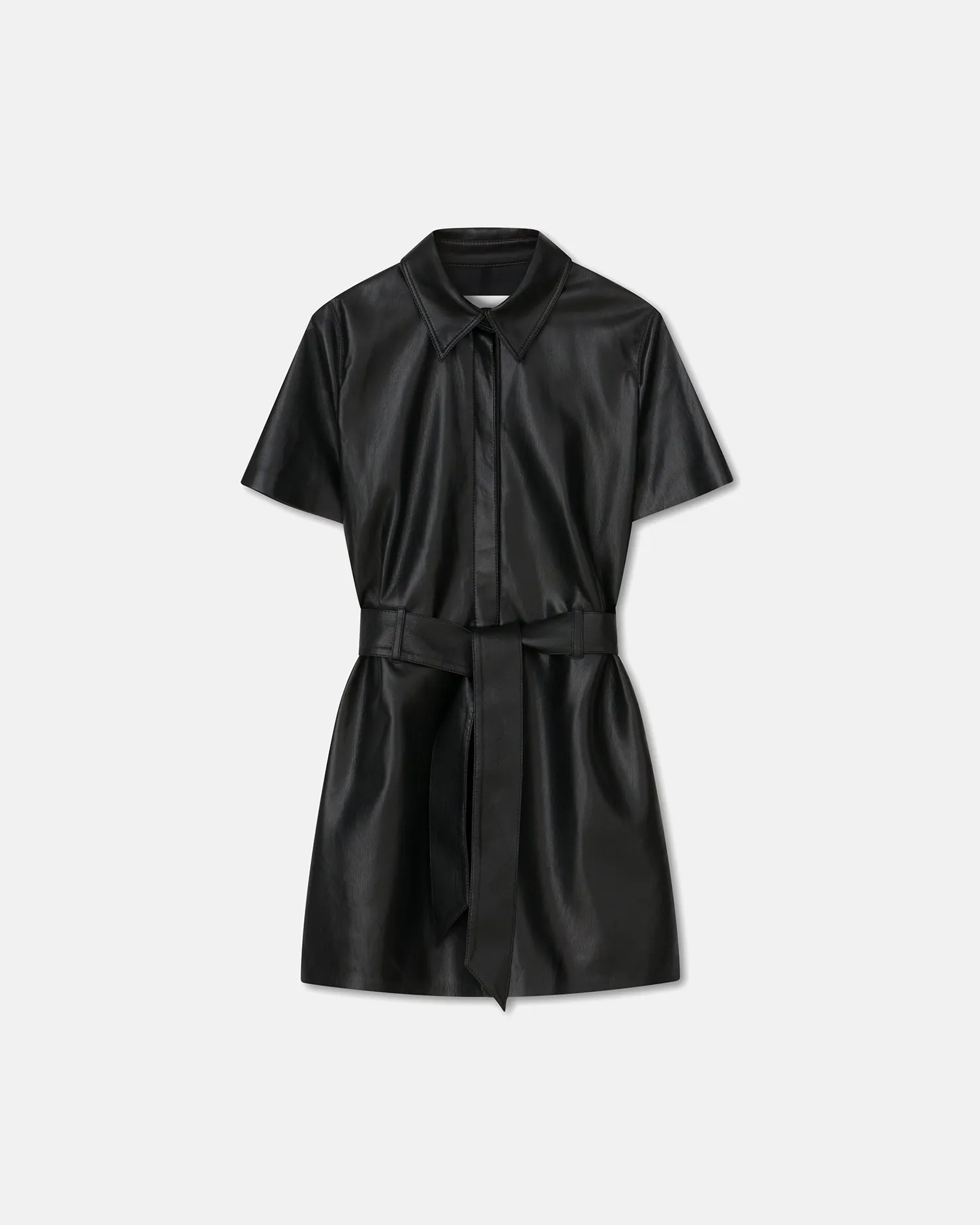 Halli - Sale Okobor™ Alt-Leather Shirt Dress - Black sold by Nanushka