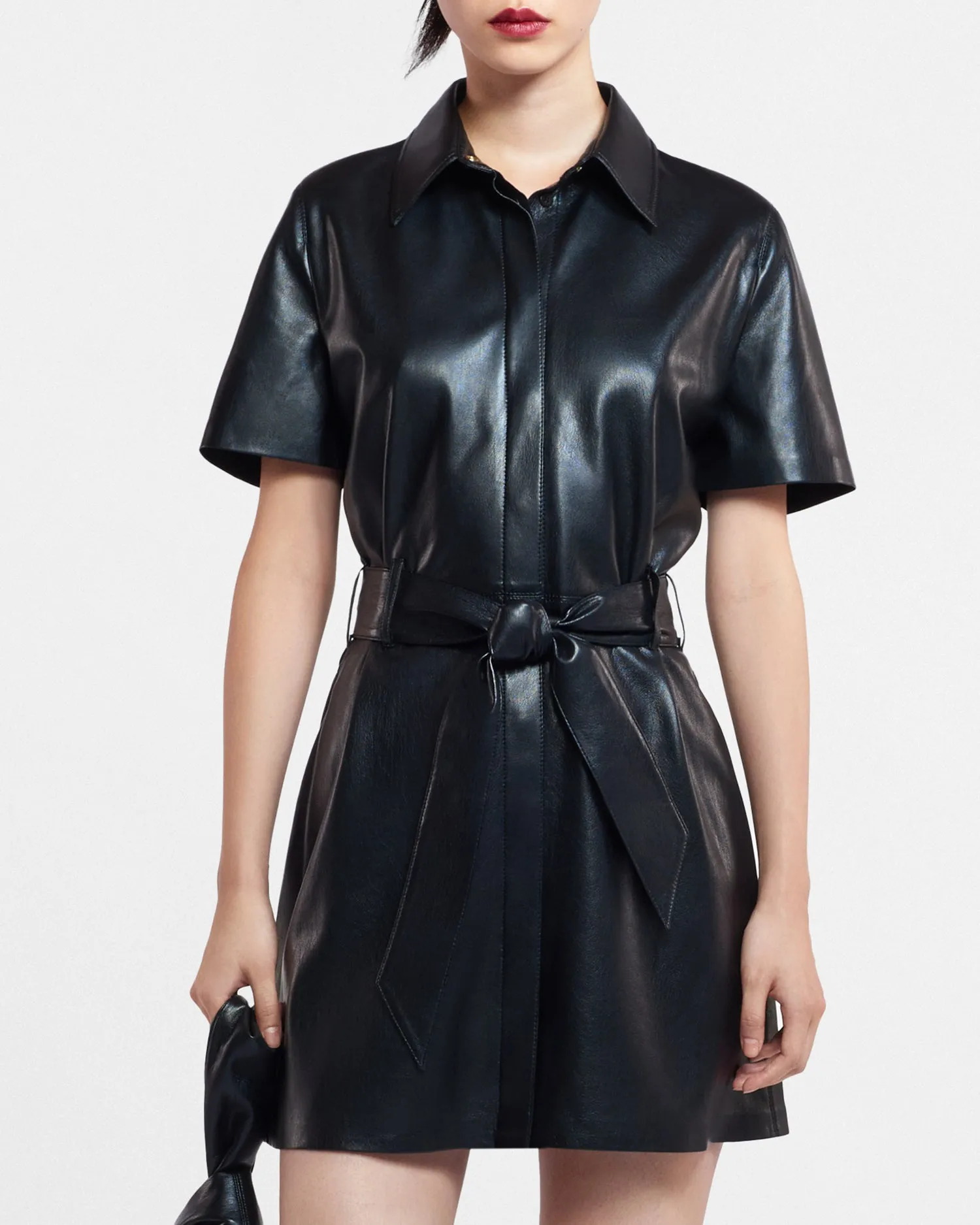 Halli - Sale Okobor™ Alt-Leather Shirt Dress - Black sold by Nanushka product image thumbnail 4