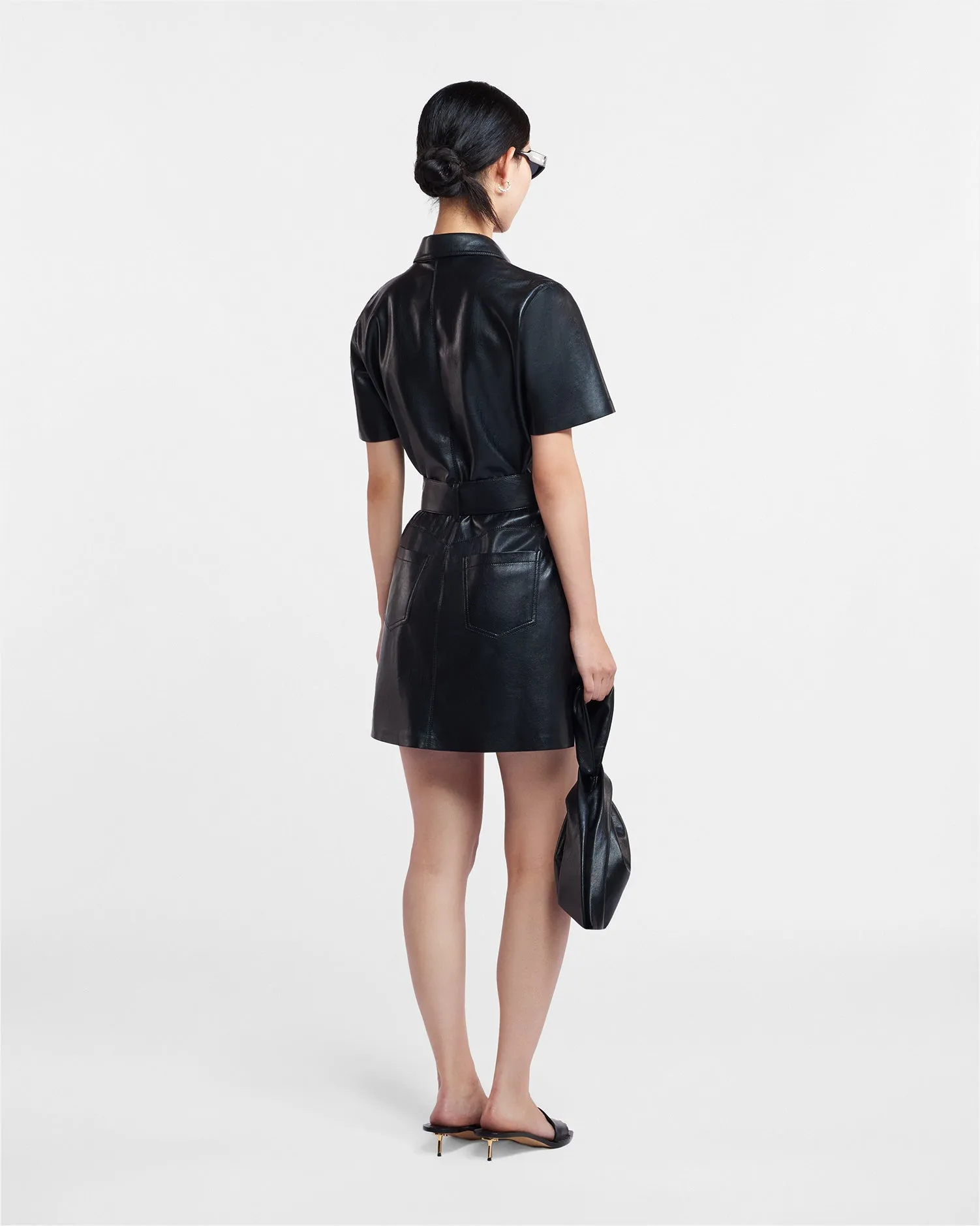 Halli - Sale Okobor™ Alt-Leather Shirt Dress - Black sold by Nanushka product image thumbnail 3