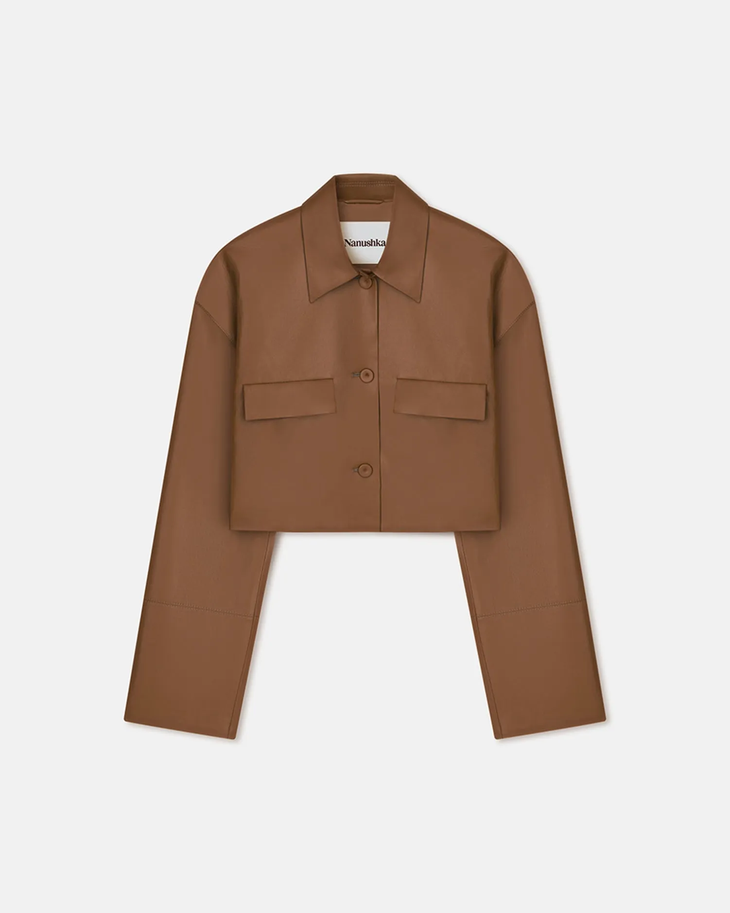 Holleen - Cropped Okobor™Alt-Leather Shirt - Tobacco sold by Nanushka