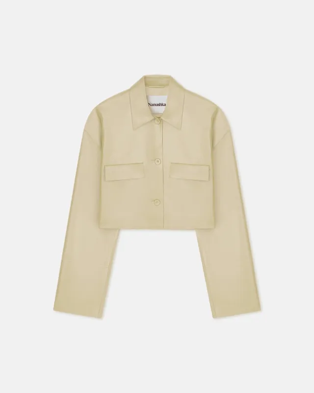 Holleen - Cropped Okobor™Alt-Leather Shirt - Hay sold by Nanushka