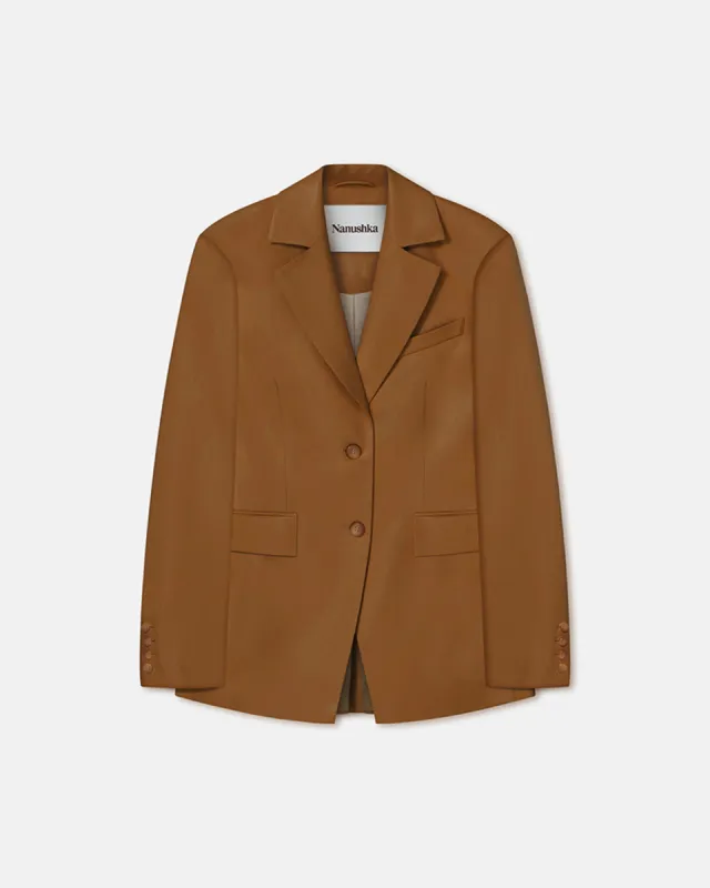 Hathi - Okobor™Alt-Leather Blazer - Tobacco sold by Nanushka