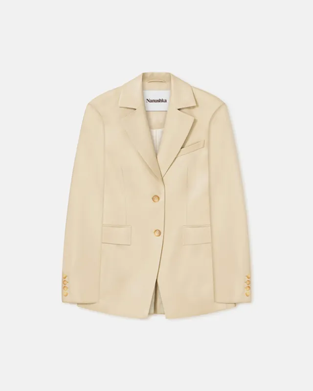 Hathi - Okobor™Alt-Leather Blazer - Hay sold by Nanushka