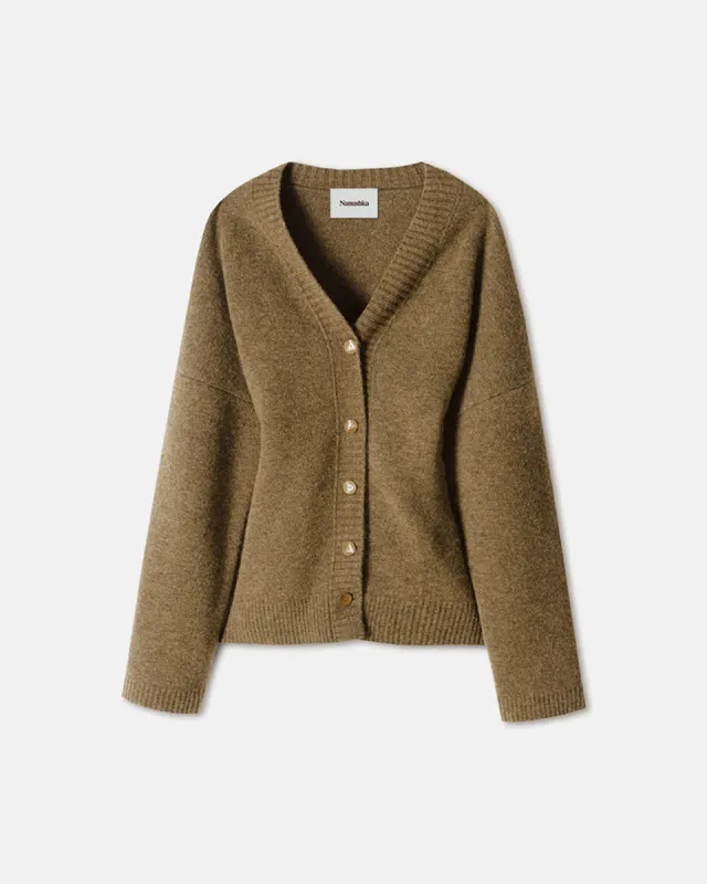 Fara - Fluffy Knit Cardigan - Custard sold by Nanushka