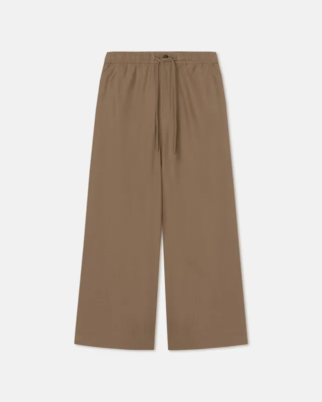 Einar - Slub Shirting Drawstring Pants - Fossil Brown sold by Nanushka