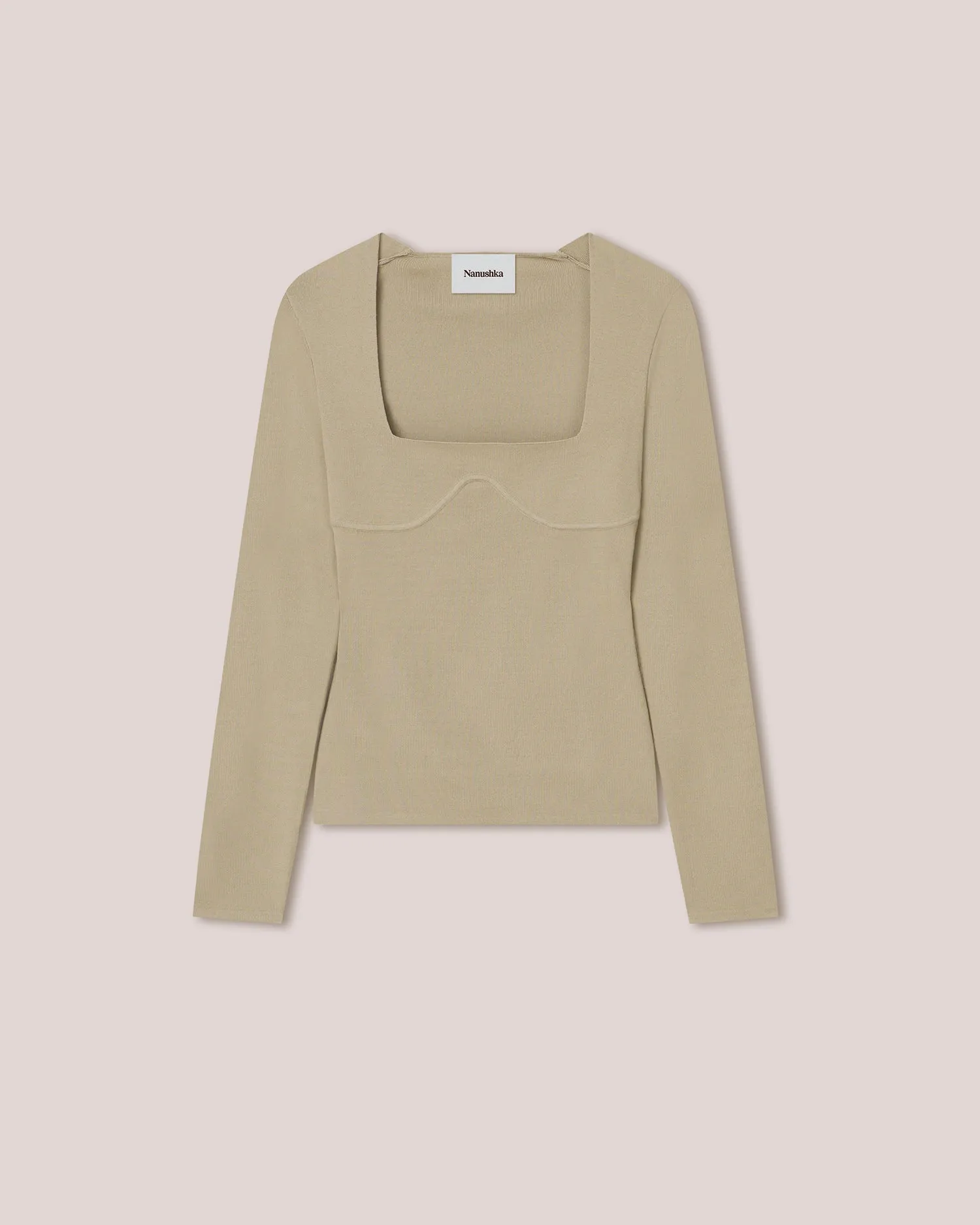 Mio - Compact Viscose Structured Top - Pebble sold by Nanushka