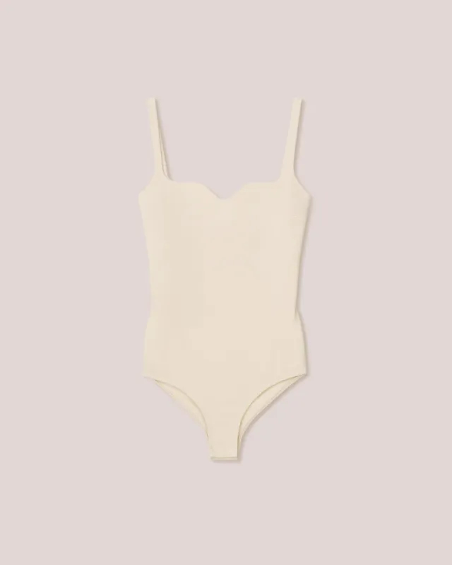 Lilou - Sale Double Jersey Sweetheart Neck Bodysuit - Creme sold by Nanushka