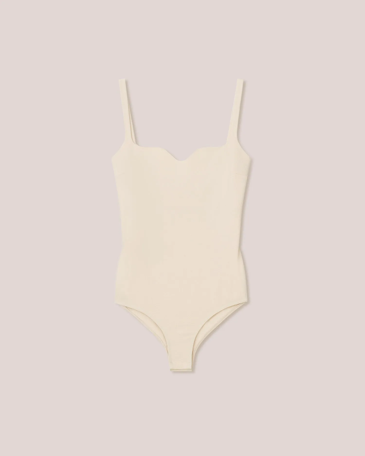 Lilou - Sale Double Jersey Sweetheart Neck Bodysuit - Creme sold by Nanushka
