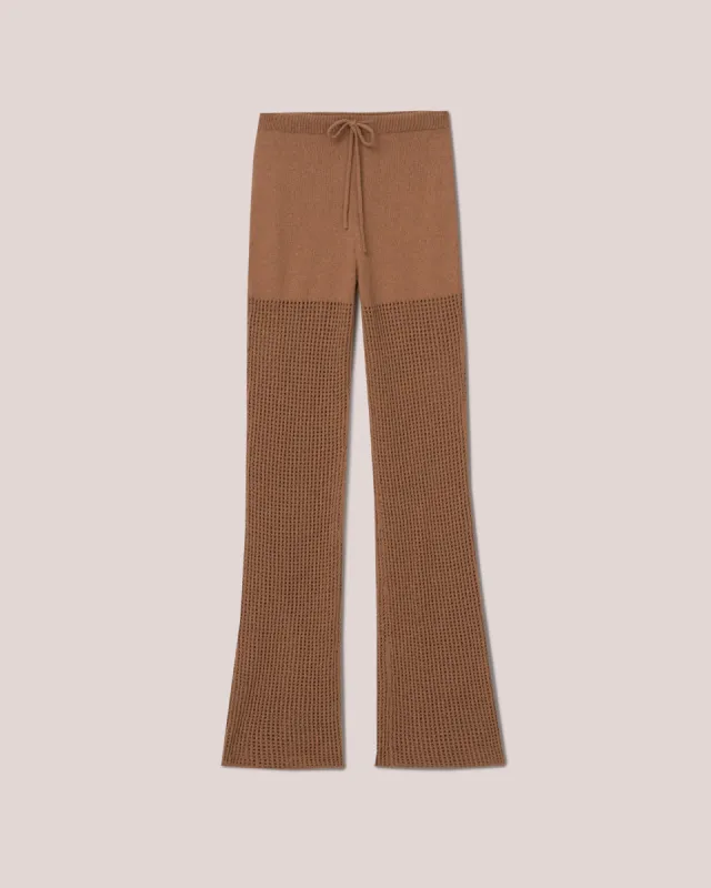 Kaela - Cotton-Crochet Loose Textured Trousers - Brown sold by Nanushka