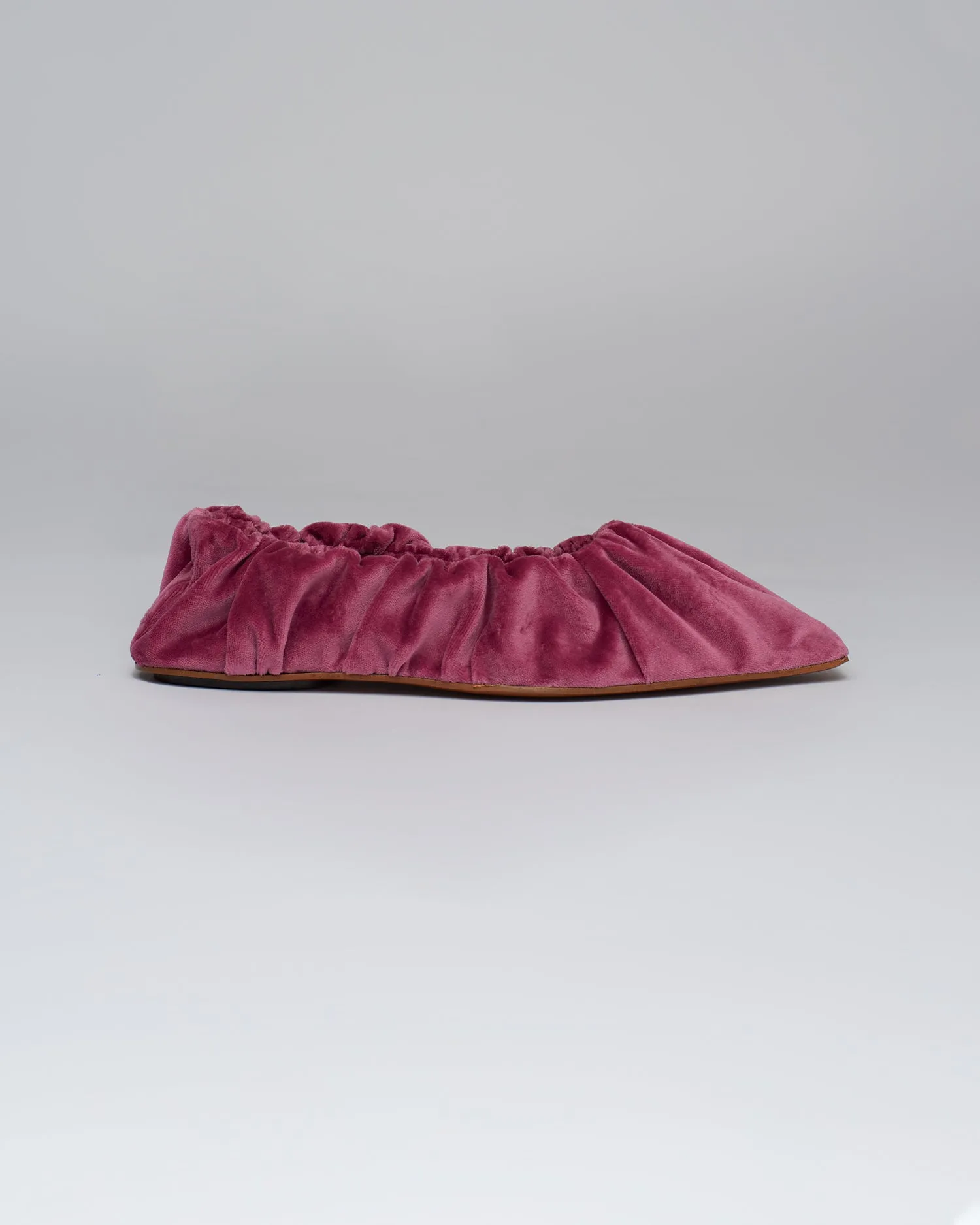 Matangi - Sale Ruched Velvet Flats - Peony Velvet sold by Nanushka