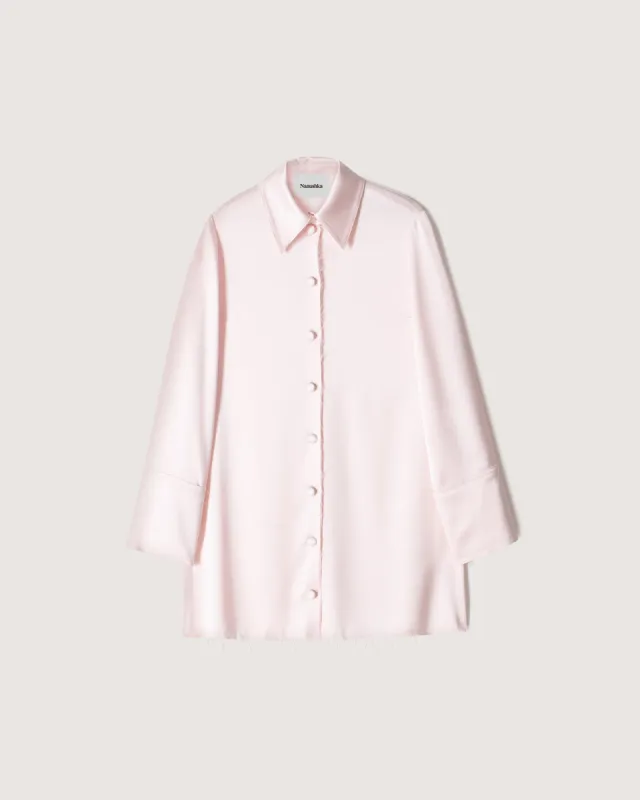 Gabi - Oversized Slip Satin Shirt - Rosewater sold by Nanushka