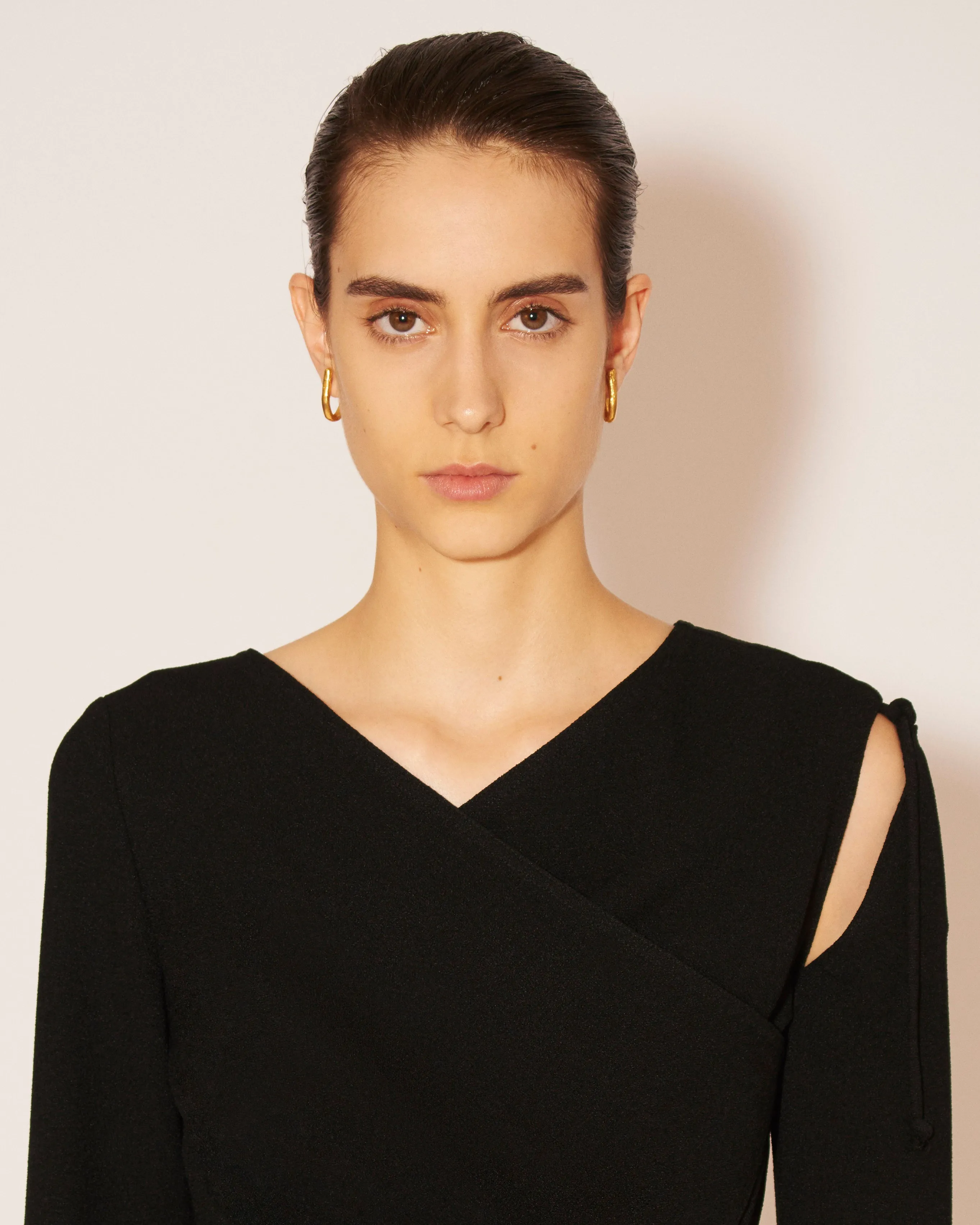 Weslyn - Boucle-Crepe Assymetric Ruched Dress - Black sold by Nanushka product image thumbnail 2