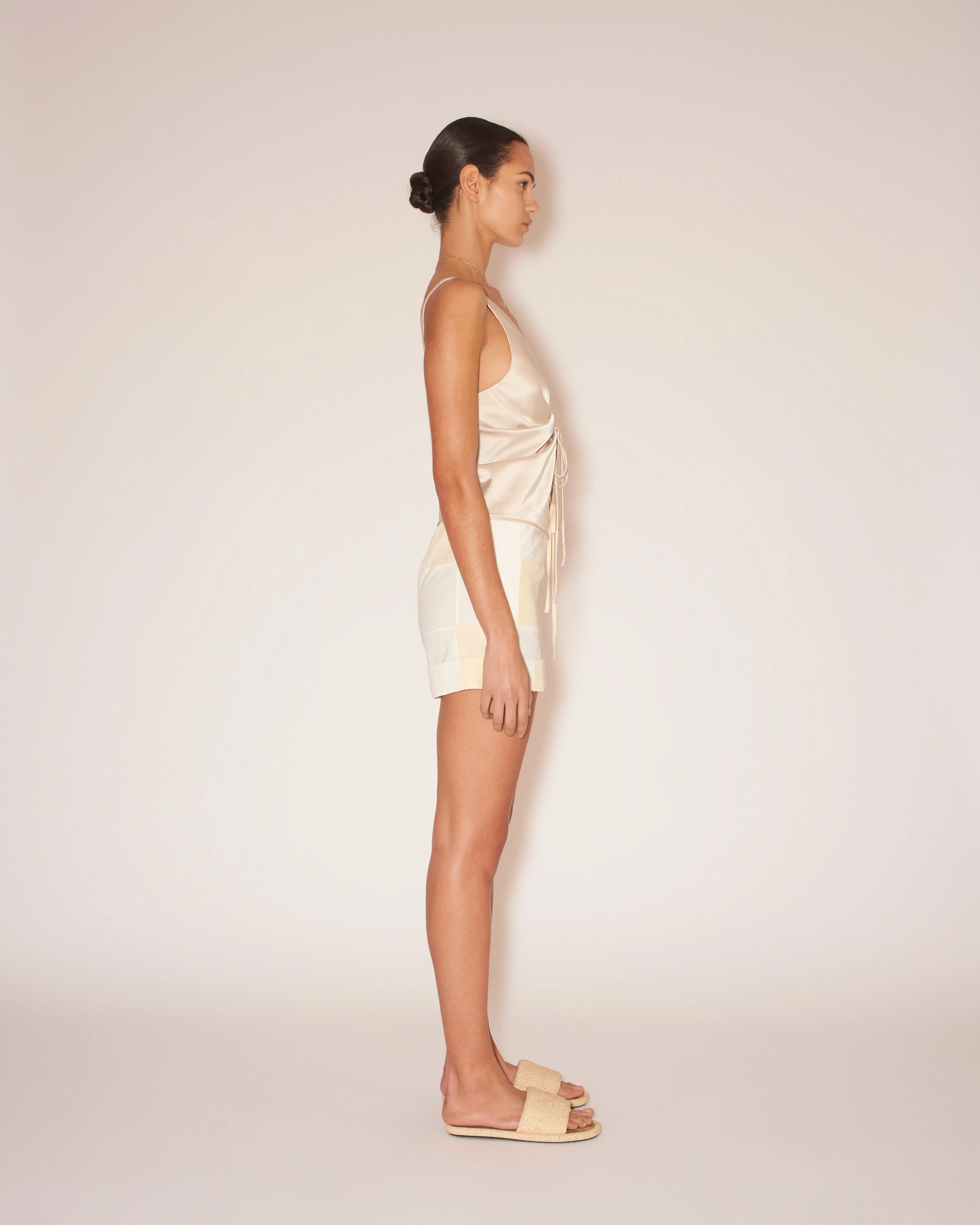 Klara - Sale Slip Satin Tie-Front Top - Creme sold by Nanushka product image thumbnail 3