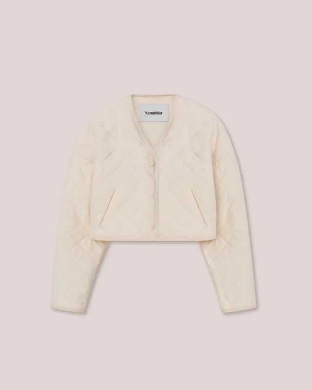 Jula - Heavy Poplin Quilted Jacket - Creme sold by Nanushka