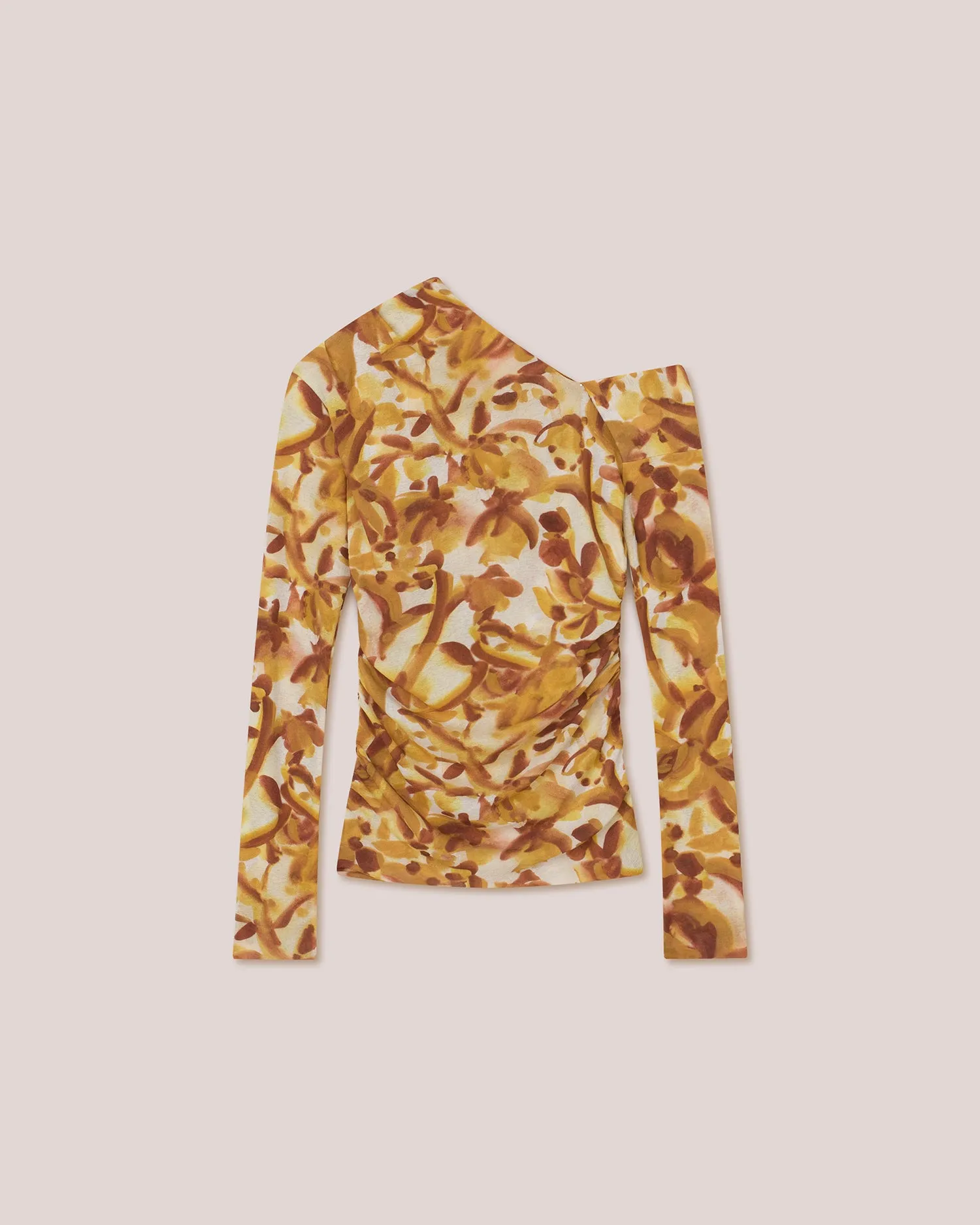 Lumy - Sale Fitted Ruched Long Sleeve Top - Botanic Aquarelle sold by Nanushka