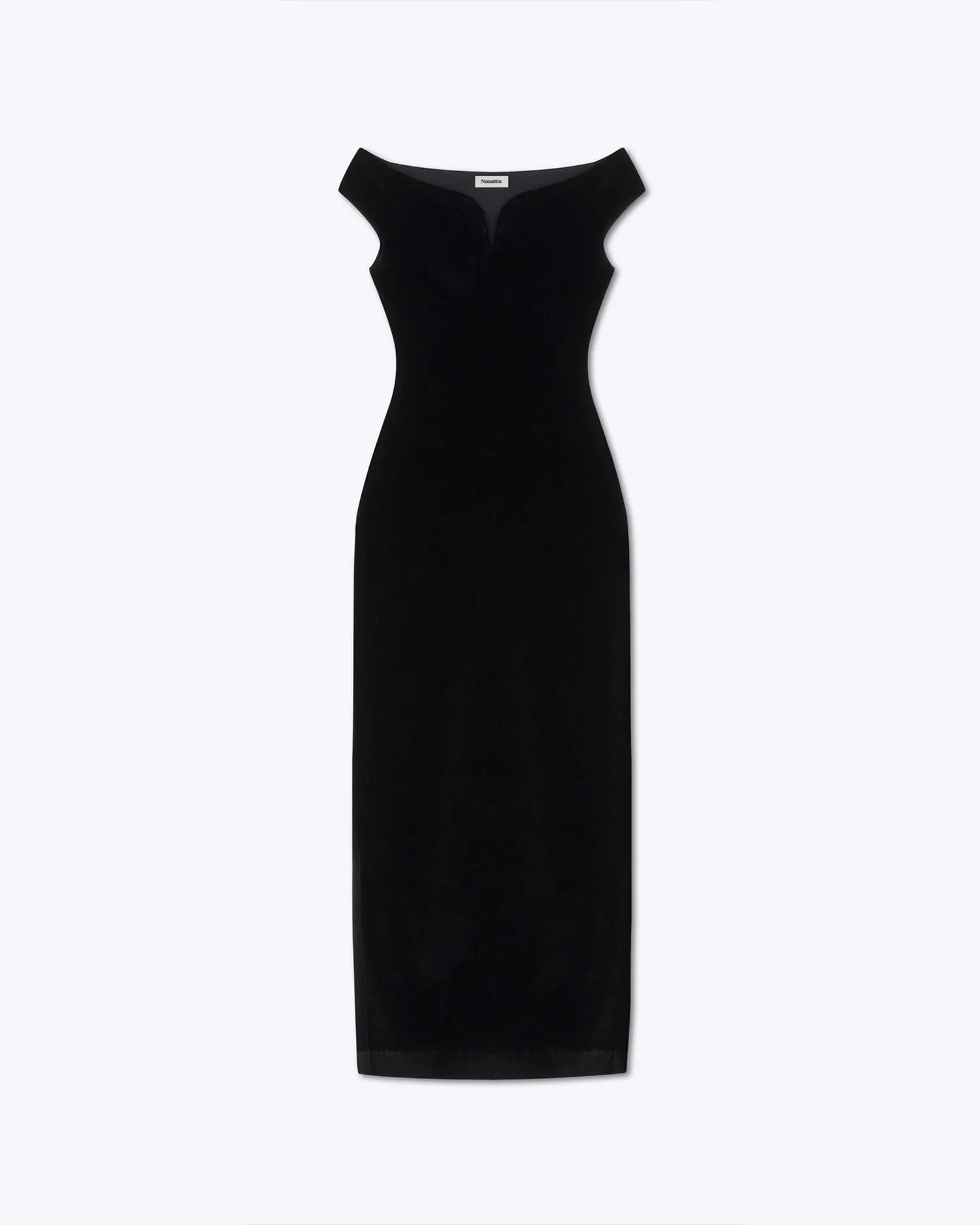 Lucy - Sale Stretch Velvet Bardot Dress - Black sold by Nanushka