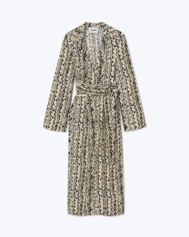 Salus - Sale Belted Wrap Dress - Optic Wave sold by Nanushka