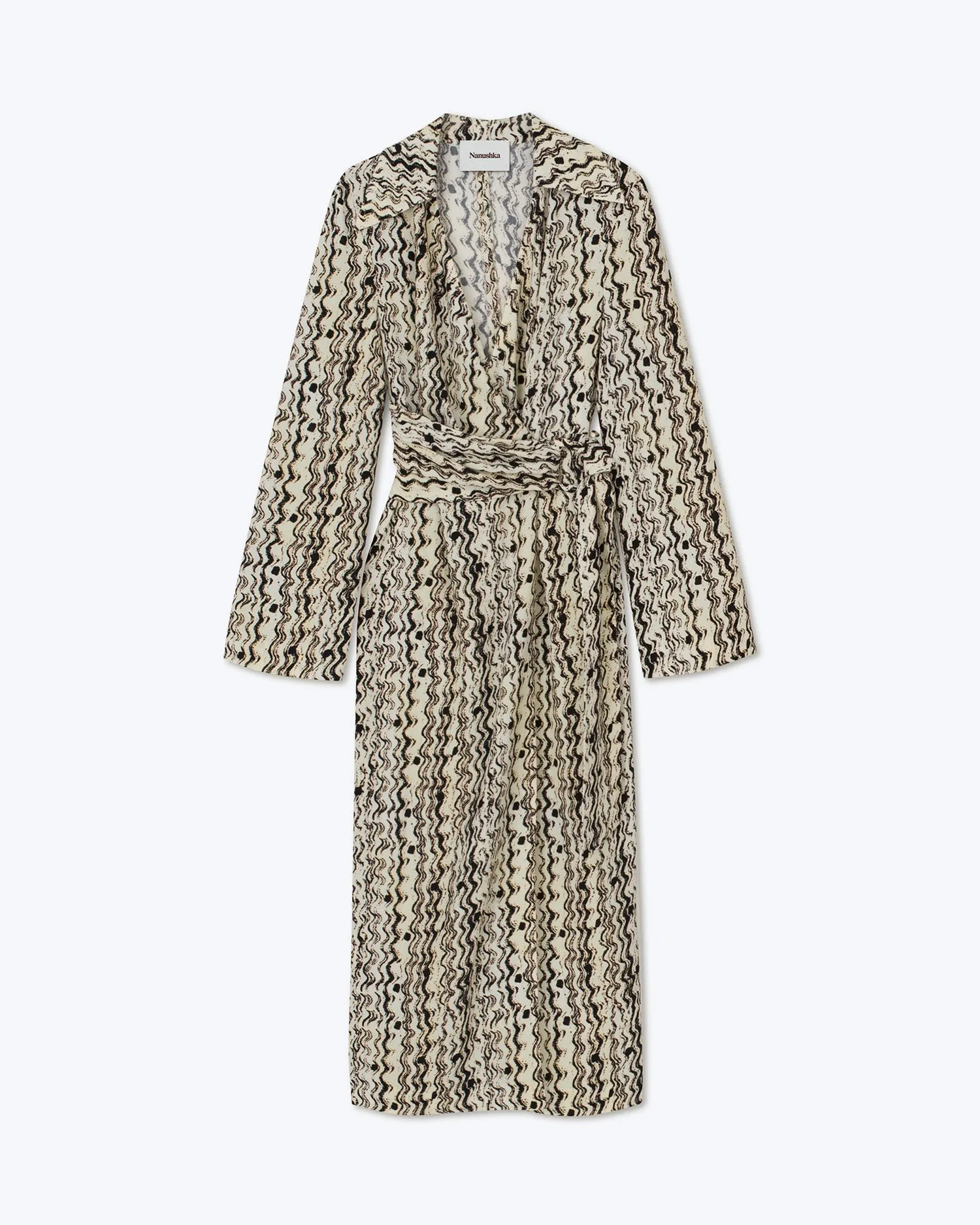 Salus - Sale Belted Wrap Dress - Optic Wave sold by Nanushka